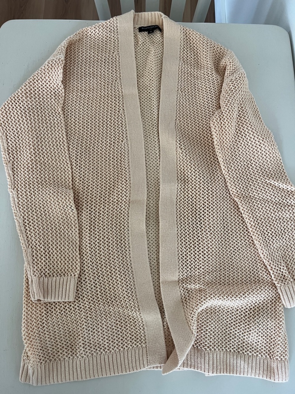 Banana Republic Open-Front Cream Knit Cardigan